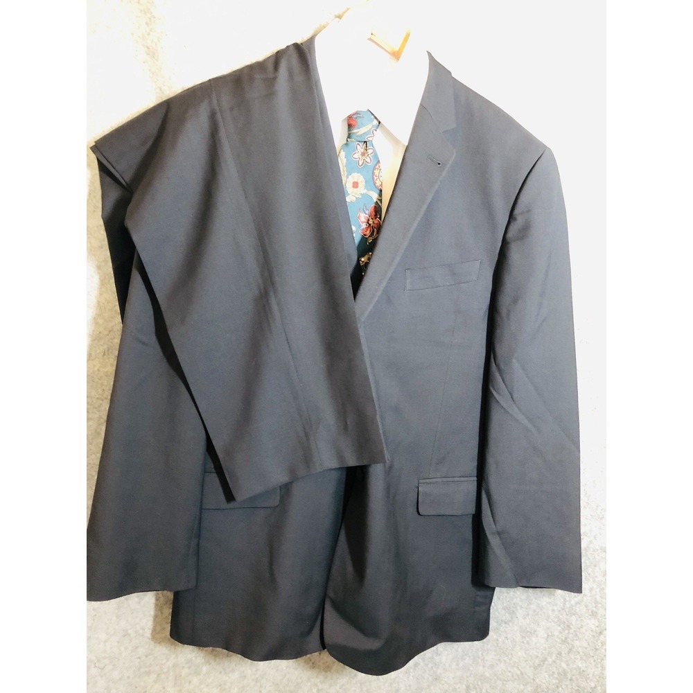 Joseph Abboud Suit 48R Blue Two Piece Pants 42 Angelico Super 100s Career USA